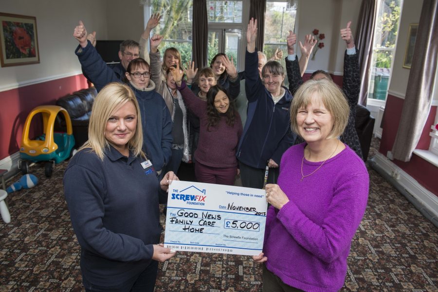 GOOD NEWS FAMILY CARE HOMES RECEIVES GENEROUS DONATION FROM THE SCREWFIX FOUNDATION