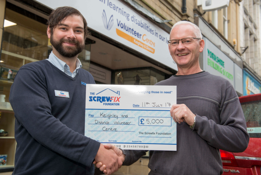 Keighley and District Volunteer Centre receives generous donation from the Screwfix Foundation