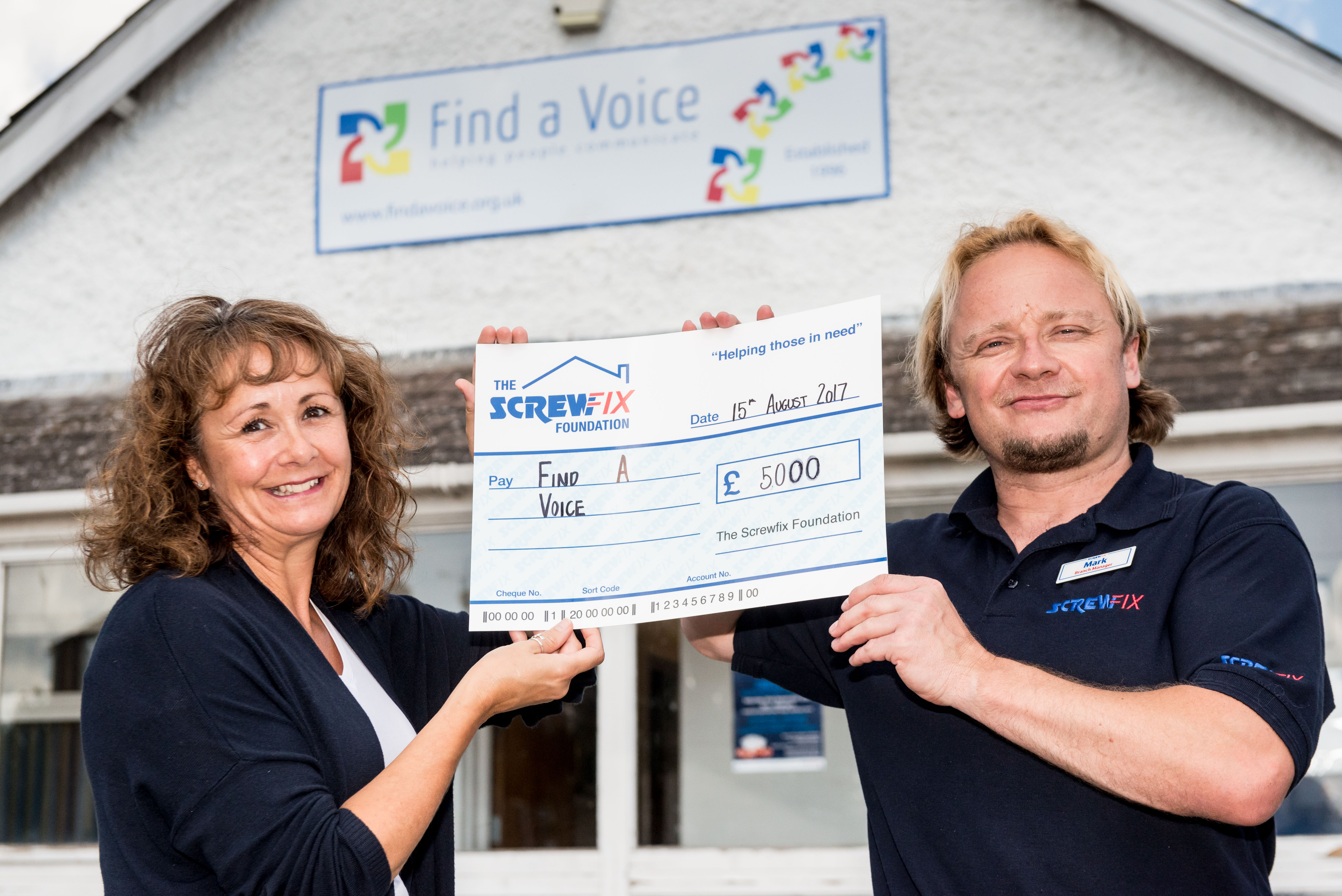 Find a Voice Gets a Helping Hand From The Screwfix Foundation