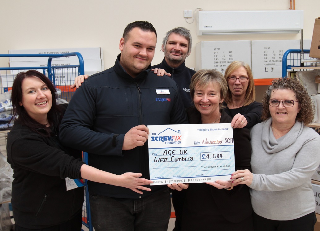 Age UK West Cumbria receives generous donation from the Screwfix Foundation
