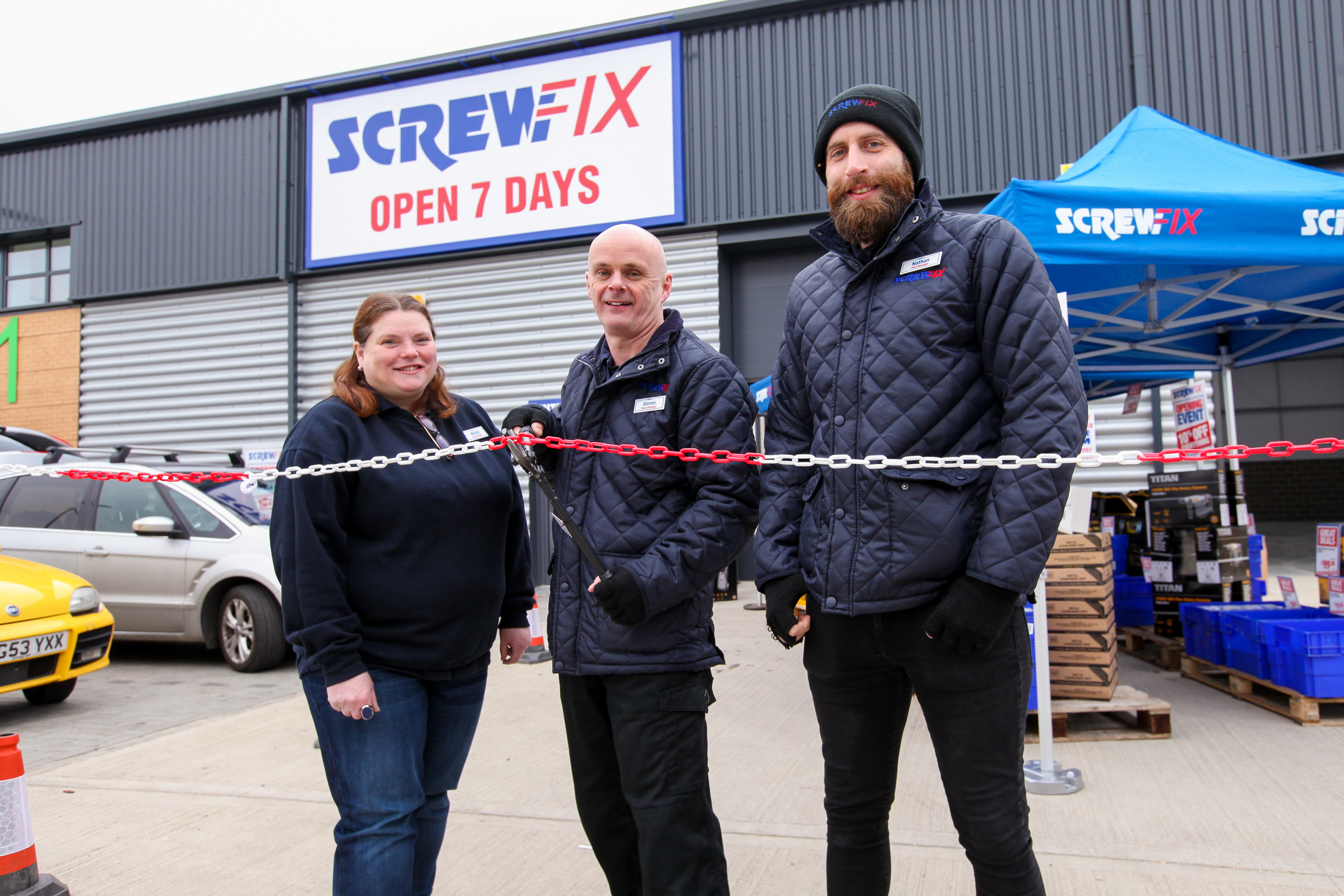Egham celebrates new Screwfix store opening