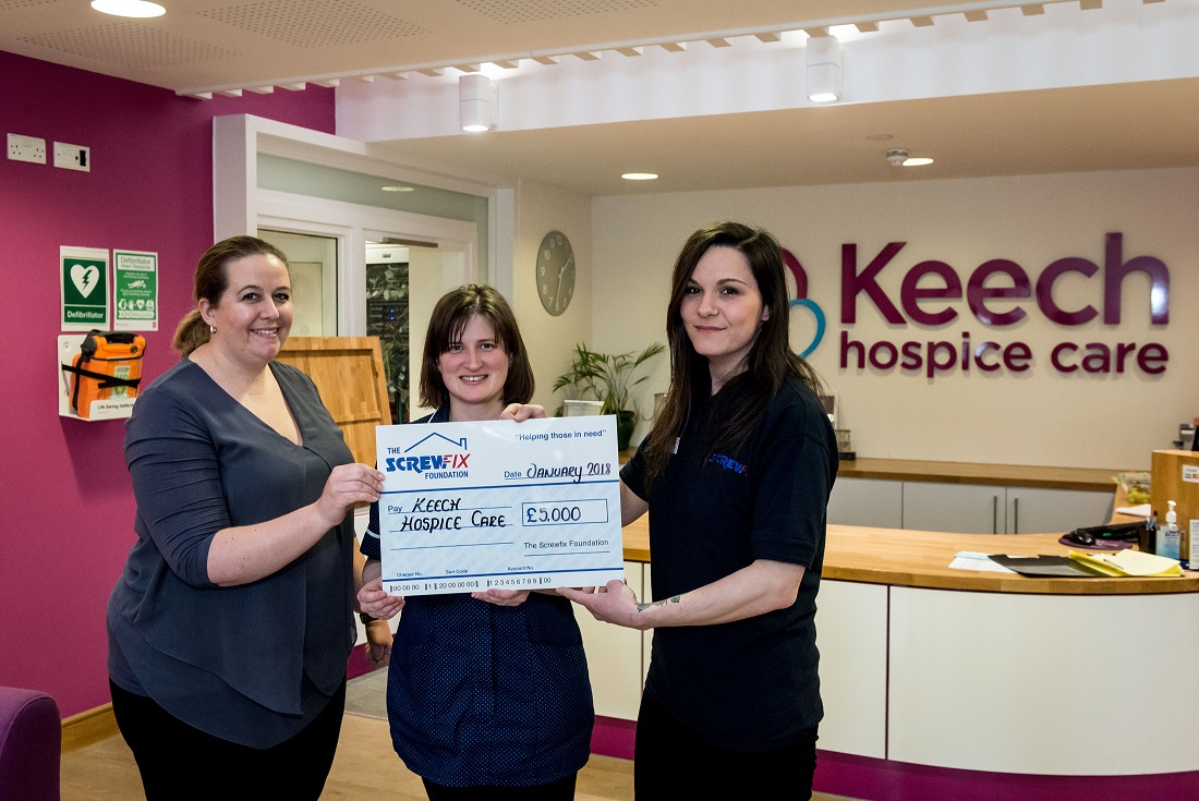 Keech Hospice Care receives generous donation from the Screwfix Foundation