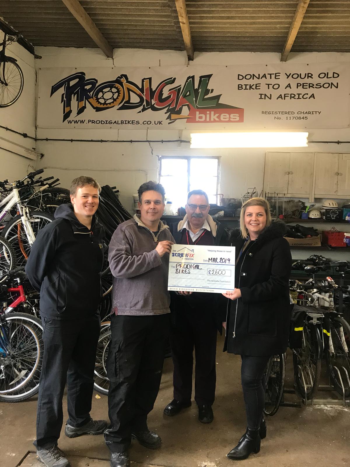 Prodigal bikes gets a helping hand from the Screwfix Foundation