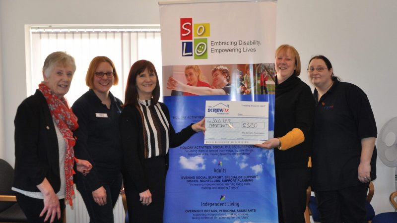 Solo Life Opportunities gets a helping hand from the Screwfix Foundation