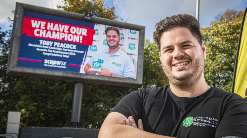 Screwfix unveils billboard to support Top Tradesperson winner in his hometown